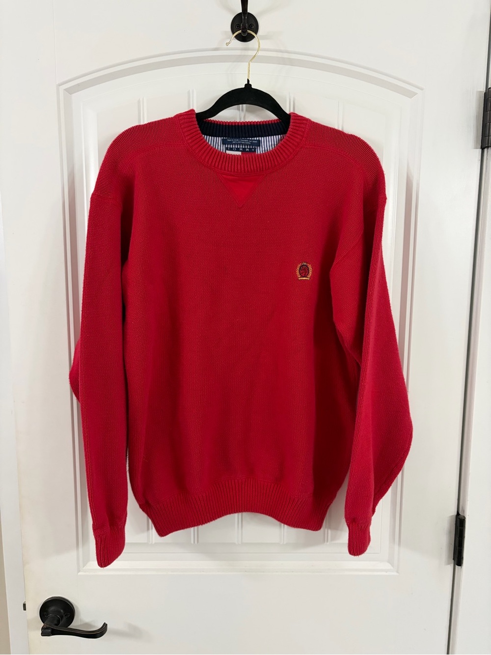 Vintage 90s Tommy Hilfiger Bright Red Crewneck Sweater